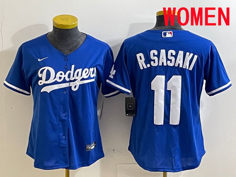 Women Los Angeles Dodgers #11 R.Sasaki Blue Game 2025 Nike MLB Jersey style 1